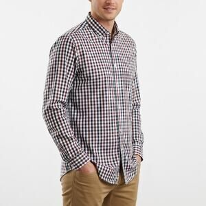 J. Crew Thompson 80's 2 Ply Red Blue Plaid Long Sleeve Button Down Shirt Medium